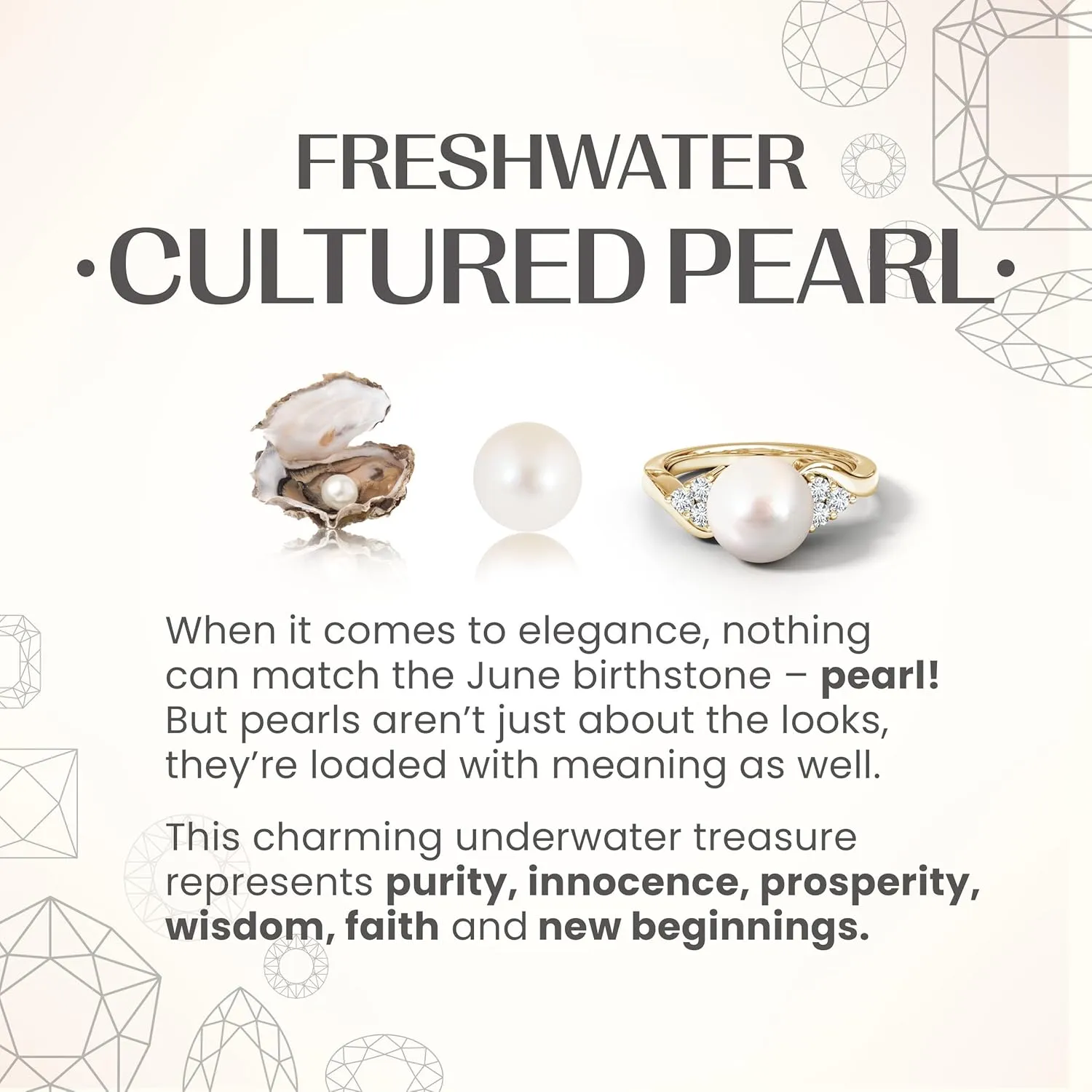 Angara Fresh Water Pearl Pendant Necklace with Diamonds in Sterling Silver / 14K Solid Gold | June Birthstone, Birthday, Engagement, Anniversary, Wedding Jewelry Gift for Women