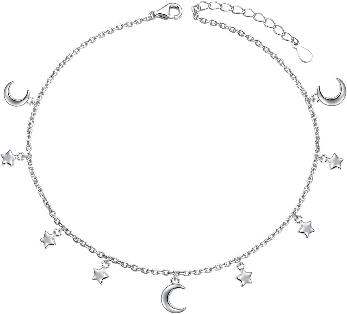 Anklet for Women Sterling Silver Dainty Bead Heart Infinity Star Letter Initial Boho Adjuatable Foot Ankle Bracelet for Women