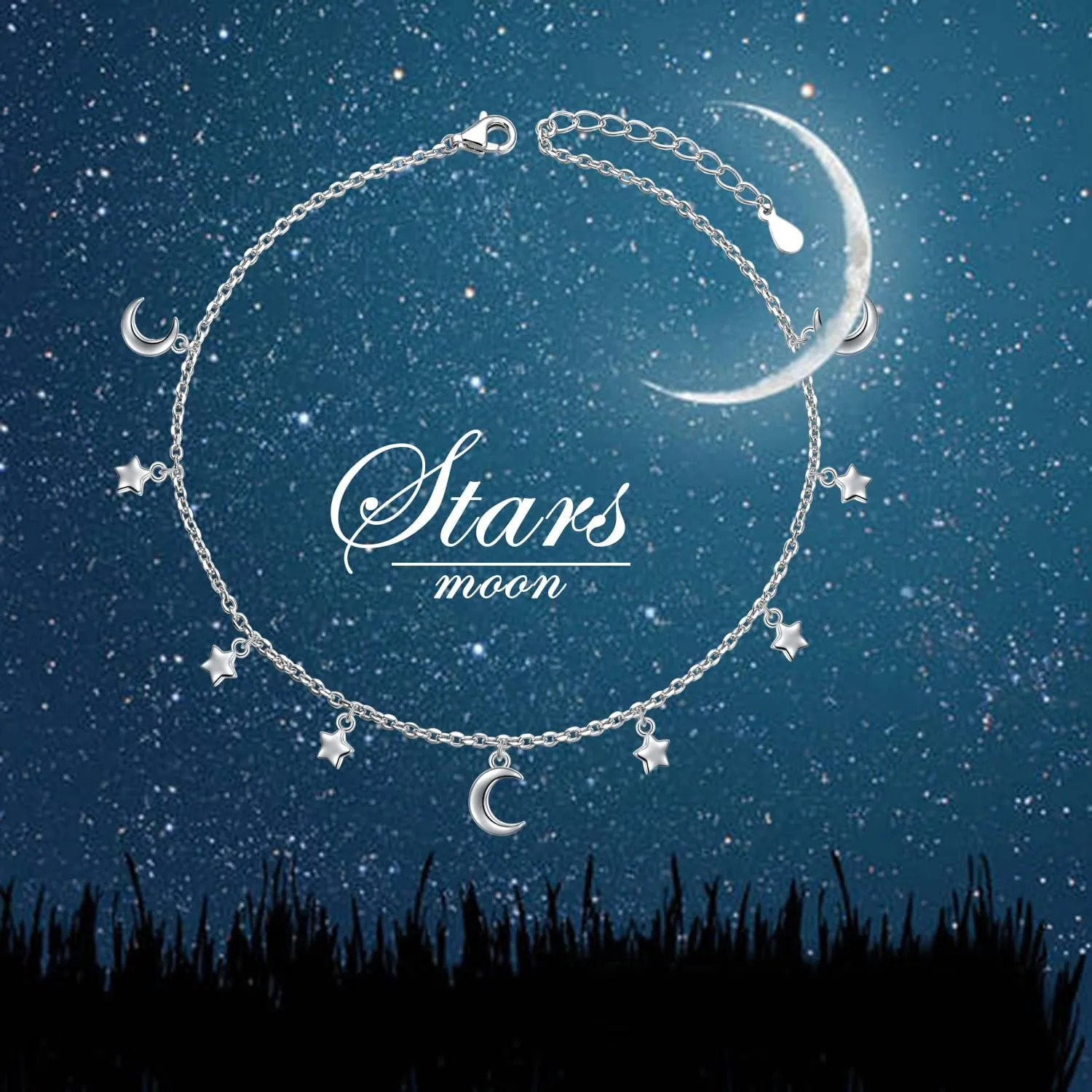 Anklet for Women Sterling Silver Dainty Bead Heart Infinity Star Letter Initial Boho Adjuatable Foot Ankle Bracelet for Women