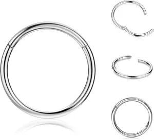 ANNGEE Hypoallergenic Nose Rings For Women Men Collection: 316L Surgical Steel Hoop Earring for Septum, Cartilage, Hinged Helix, Rook, Conch, Tragus, Lip Piercing Jewelry