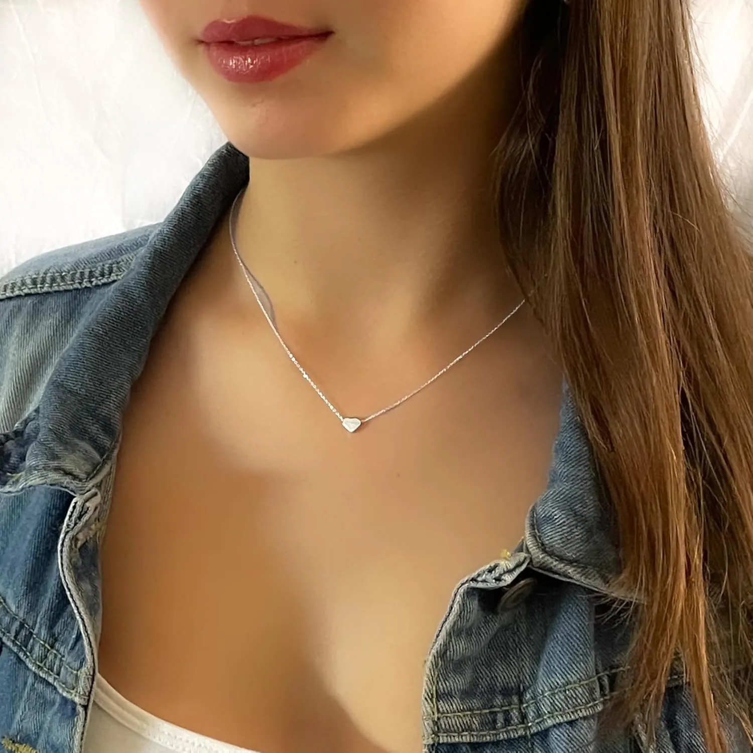 Annika Bella Heart Necklaces for Women, 925 Sterling Silver Necklace with Charm, Gift for Her, Minimalist Romantic Valentines Jewelry, Waterproof Simple Heart Pendant (Silver)