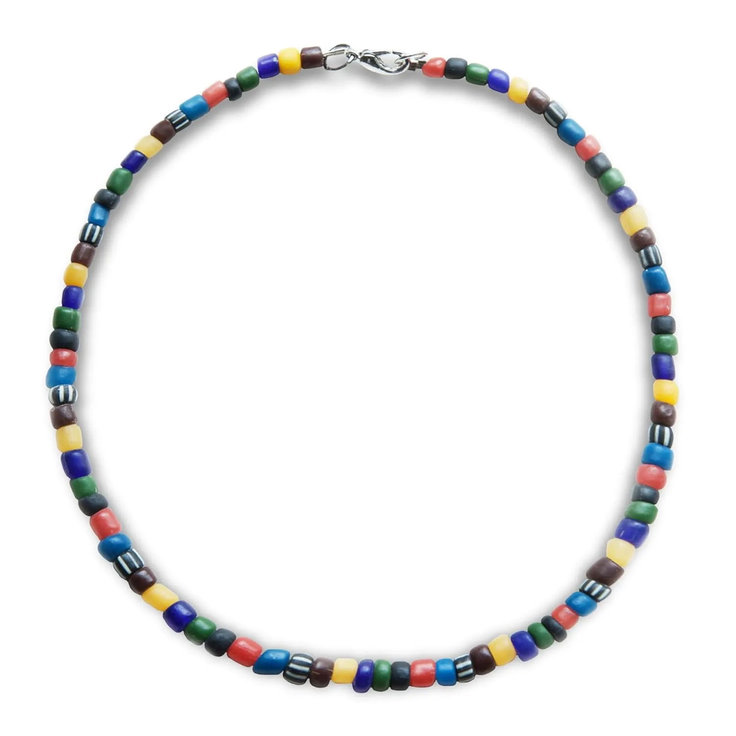 Antique Beaded Choker Necklace for Women and Girls  16 inch  Multicolored Fun Preppy Jewelry  Ideal for Beach, Summer, Party (Multi)