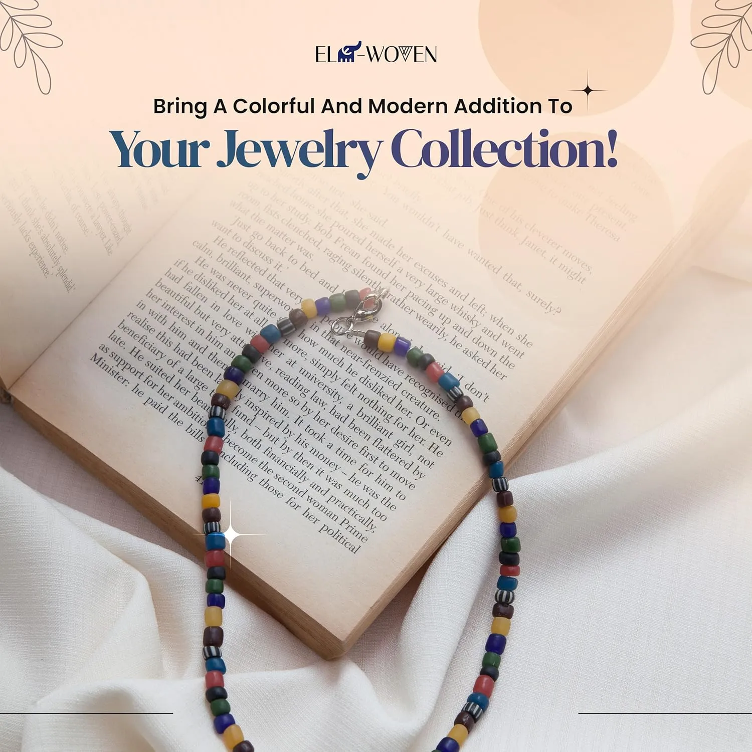 Antique Beaded Choker Necklace for Women and Girls  16 inch  Multicolored Fun Preppy Jewelry  Ideal for Beach, Summer, Party (Multi)