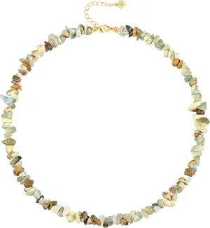 Aobei Pearl Gemstone Beaded Choker Necklace for Women Boho Turquoise/Cultured Freshwater Pearls/Garnet/Amazonite Jewelry