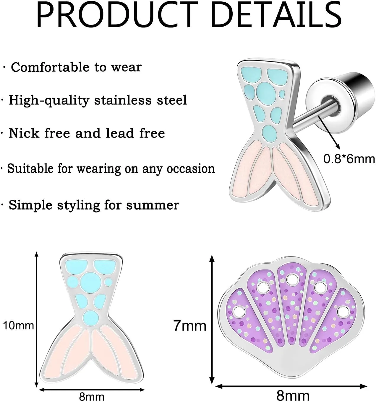 AOEDEJ 2 Pairs Stainless Steel Earrings for Women Cute Hypoallergenic Earring Studs Hypoallergenic Birthday Gift for Women