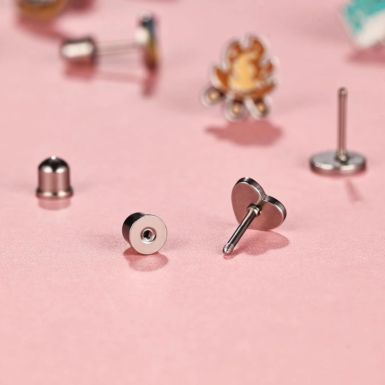 AOEDEJ 2 Pairs Stainless Steel Earrings for Women Cute Hypoallergenic Earring Studs Hypoallergenic Birthday Gift for Women