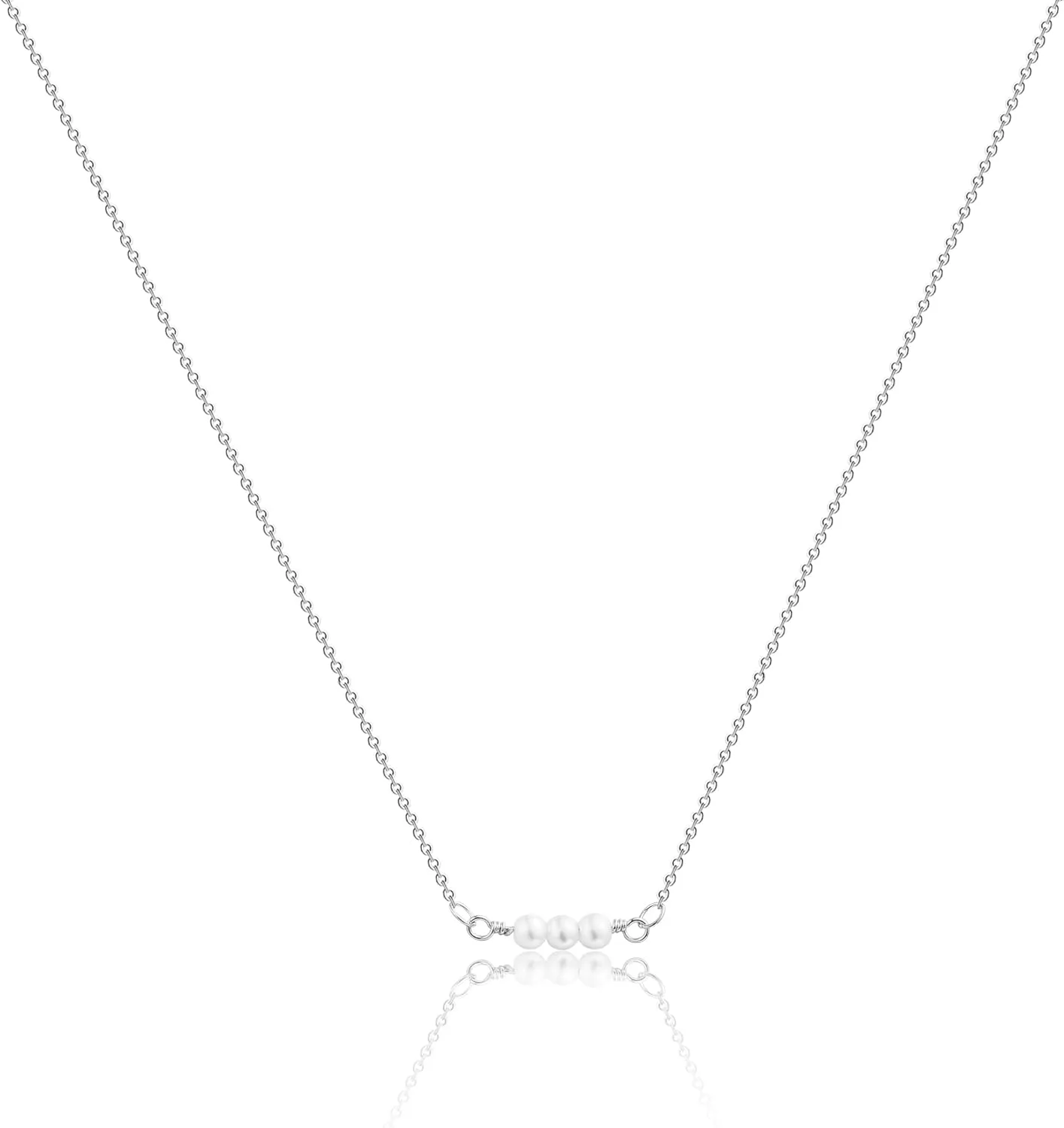 ASCOMY Dainty Pearl Necklaces for Women 14K Gold Plated Chunky Half Pearl Half Chain Toggle Necklace Minimalist Pearl Cuban Paper Clip Toggle Clasp Chain Everyday Jewelry