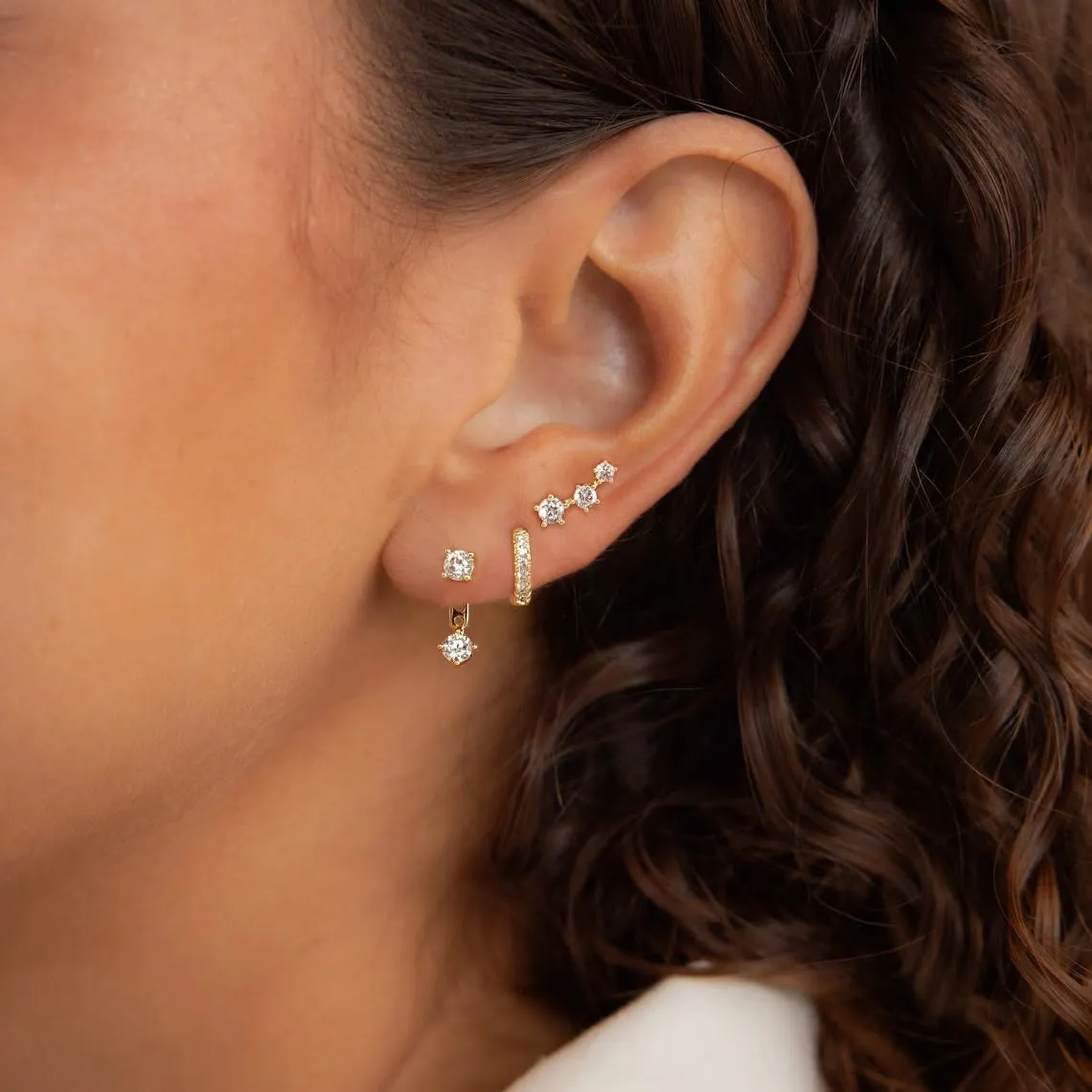 ASCOMY Gold Hoop Earrings Set for Women - 14K Gold/White Gold Plated Huggie Hoops, Cubic Zirconia Studs, Chunky Open Hoops - CZ Jewelry Gifts