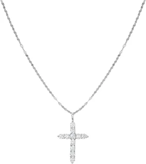 AVELI 18K Gold Plated Simple Cross Necklace with Lab Created Diamonds - Adjustable Length Layering Chain with Extension 18 inch, 19 inch, 20 inch