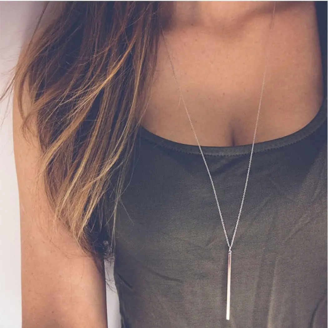 Bar Y Necklace Simple Long Vertical Bar Necklace Long Chian Necklace for Women