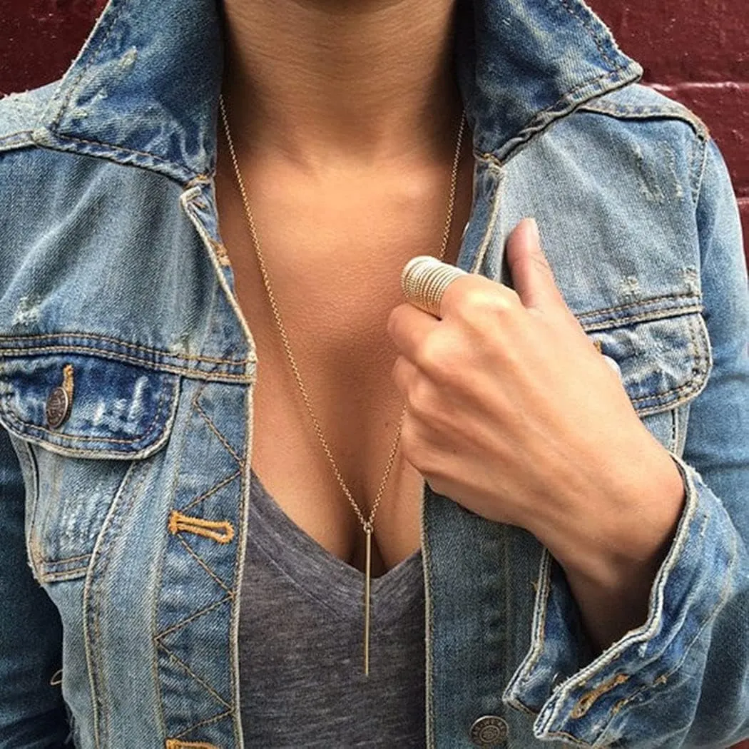 Bar Y Necklace Simple Long Vertical Bar Necklace Long Chian Necklace for Women
