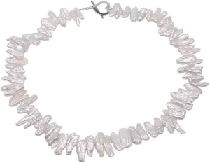 Baroque Pearl Necklace Unique 1017-1428mm White Stick Freshwater Pearl Necklace for Women Holiday Gift 19"