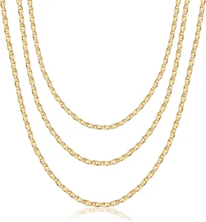 Barzel 18K Gold Plated Mariner Layered Necklace, 16-20 inches, with a 2 inch extension, Layered Necklace for women, High Polish Finish, Made In Brazil