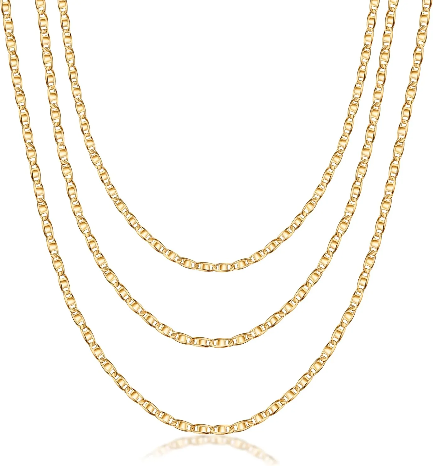 Barzel 18K Gold Plated Mariner Layered Necklace, 16-20 inches, with a 2 inch extension, Layered Necklace for women, High Polish Finish, Made In Brazil