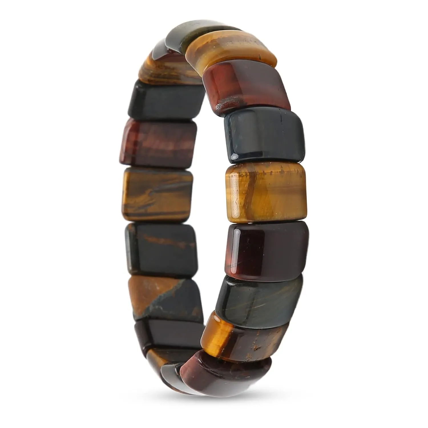 Beaded Bracelet,Handmade Bracelet,Tiger Eye Bracelet Mixed Color Square Beads Unisex Natural Stone Bracelet,Boho Friendship Jewelry,Which Can Bring Luck, Happiness and Prosperity