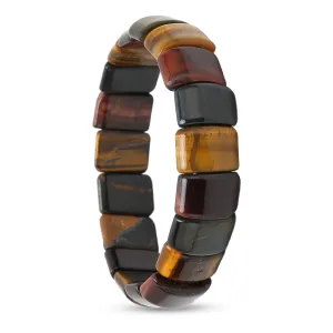 Beaded Bracelet,Handmade Bracelet,Tiger Eye Bracelet Mixed Color Square Beads Unisex Natural Stone Bracelet,Boho Friendship Jewelry,Which Can Bring Luck, Happiness and Prosperity