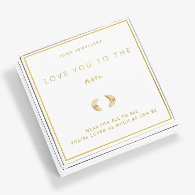 Beautifully Boxed Love You To The Moon Gold Box Earrings 6236