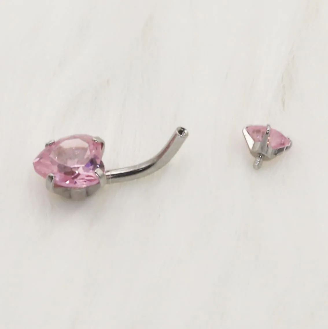 Belly Button Ring Dangle Navel Belly Piercing Jewelry Cute Pink CZ Heart Butterfly Bow Flower Navel Belly Rings for Women 14G Silver Stainless Steel Dainty Dangly Dangling Belly Button Piercing