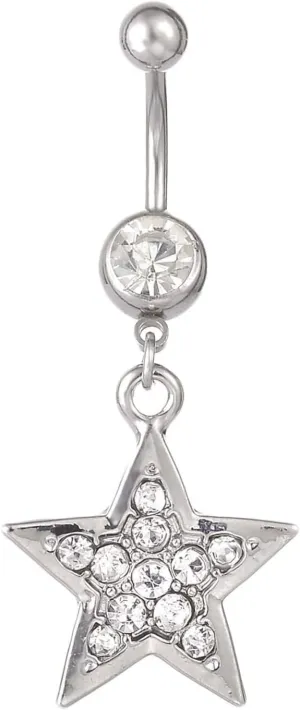 Belly Rings for Women Hypoallergenic, Stainless Steel Piercing Jewelry Belly Button Rings Body Star Shape with Cubic Zirconia