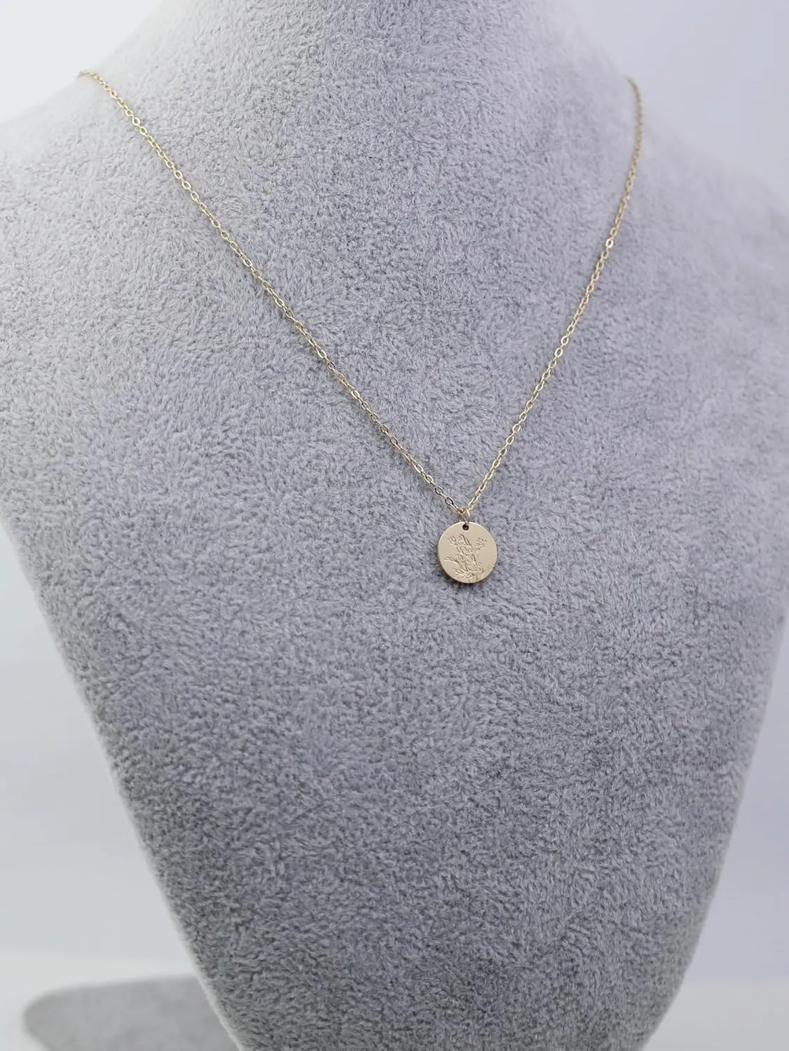 Birth Flower Necklace, Gold Plated Floral Pendant Necklaces for Women, Simple Dainty Birth Month Flower Necklace, Birthday Jewelry for Women - 12 Month