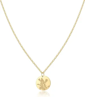 Birth Flower Necklace, Gold Plated Floral Pendant Necklaces for Women, Simple Dainty Birth Month Flower Necklace, Birthday Jewelry for Women - 12 Month