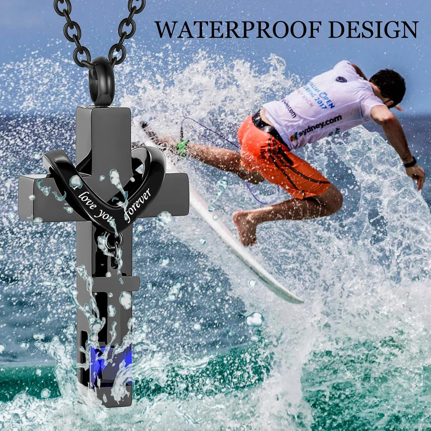 Birthstones Urn Necklaces for Ashes Crystal Cross Cremation Pendant Urns for Human Ashes Memorial Keepsake Locket Jewelry for Men Women