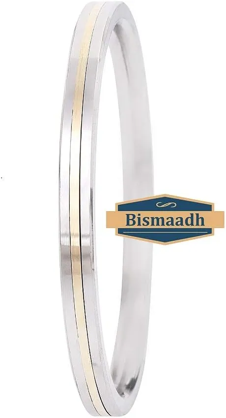 BISMAADH Sikh Punjabi Kada Brass Stainless Steel Bracelet for Men 7mm Thickness