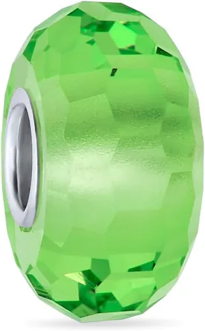 Bling Jewelry Translucent Solid Color Murano Faceted Glass Charm Bead For Women For Teen .925 Sterling Silver Core More Colors