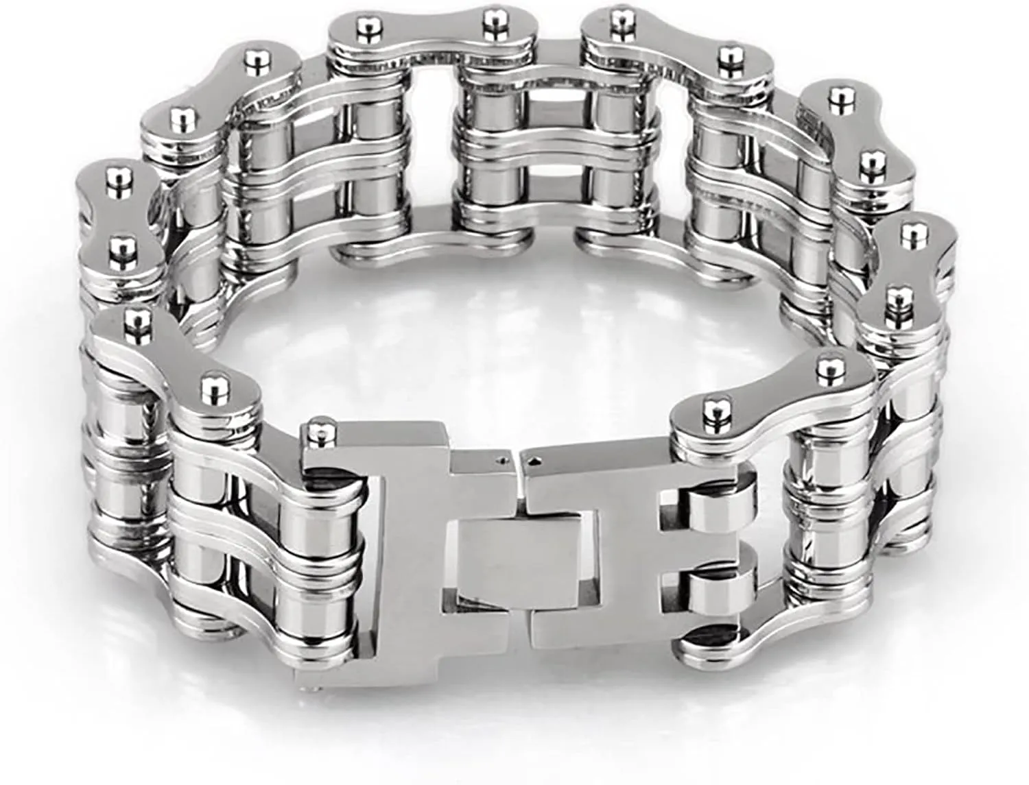 BMART Men's Bracelet Motorcycle Chain Bracelet Mechanical Bracelet Bicycle Chain Bracelet 316L Stainless Steel Silver Chain Bracelet