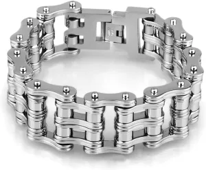 BMART Men's Bracelet Motorcycle Chain Bracelet Mechanical Bracelet Bicycle Chain Bracelet 316L Stainless Steel Silver Chain Bracelet