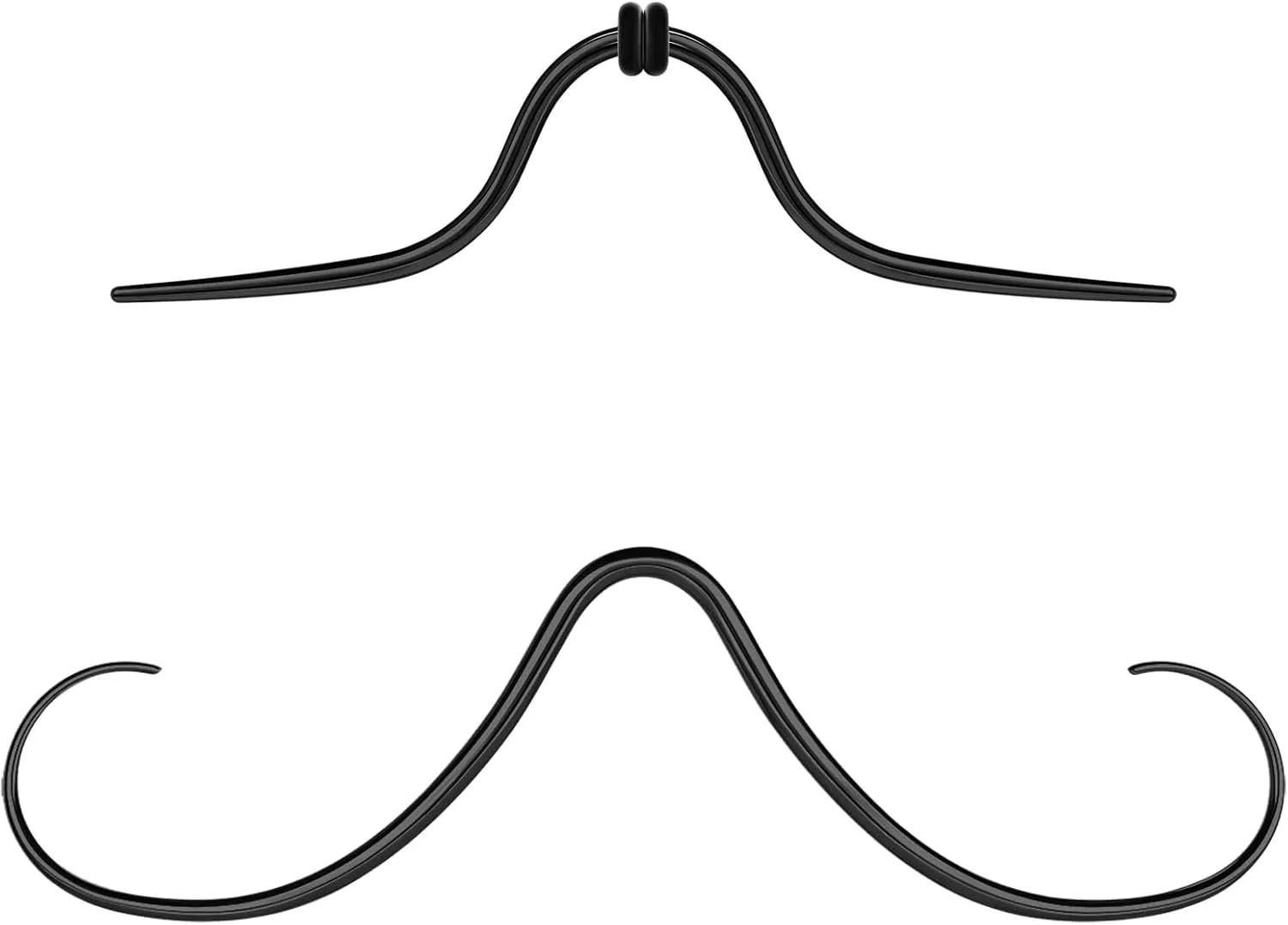 BodyAce 14G 16G Mustache Septum Ring, 316L Surgical Steel Nose Rings for Men Women, 2Pcs Funny Mustache Hanger Piercing Nose Jewelry Black Gold Silver