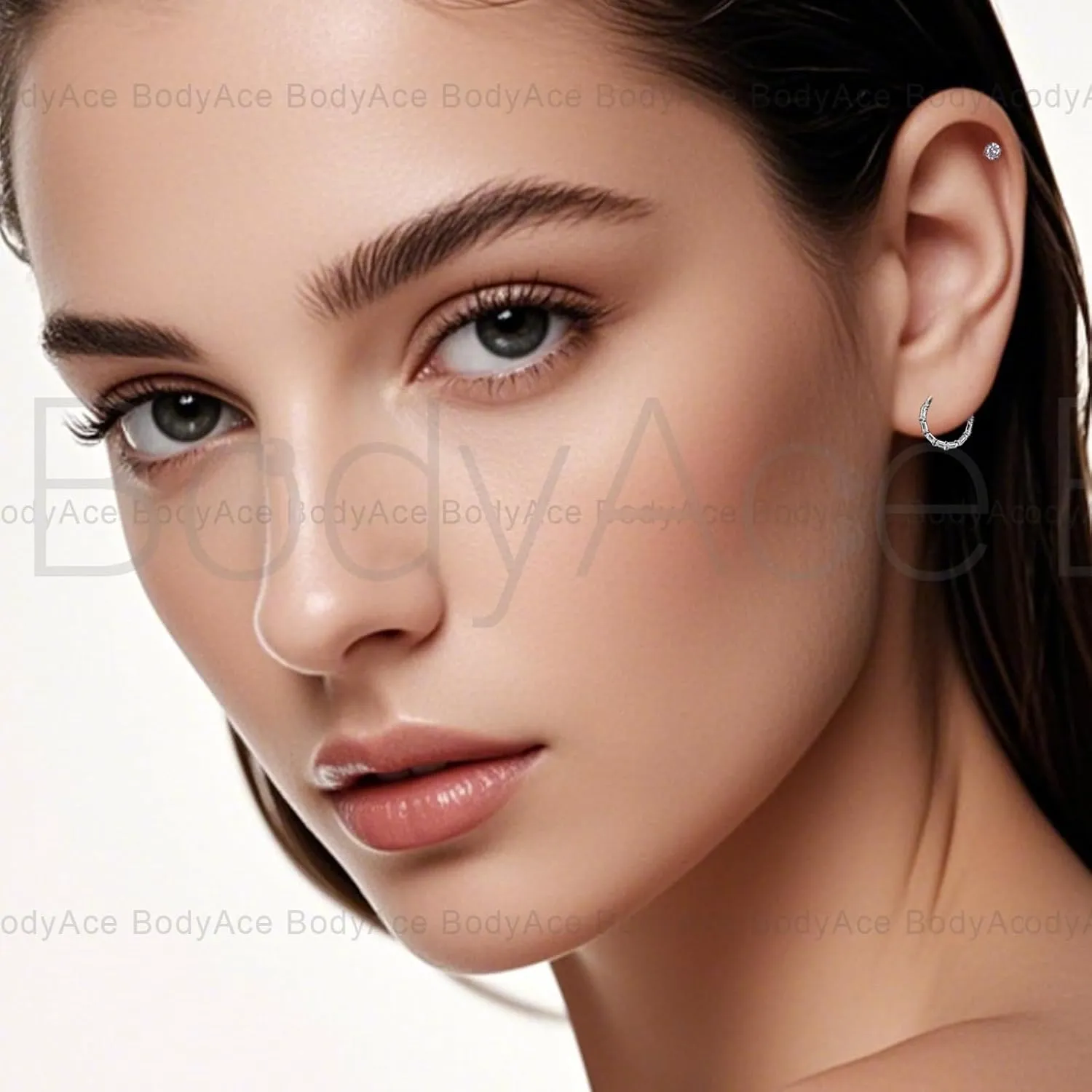 BodyAce 16G Septum Hoop Hinged Nose Rings, High Crafted Conch Helix Earrings for Women Men, Stainless Steel Septum Clickers Lip Piercing Labret Daith Rings