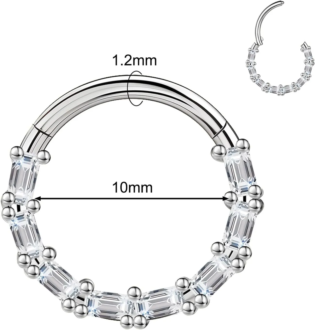BodyAce 16G Septum Hoop Hinged Nose Rings, High Crafted Conch Helix Earrings for Women Men, Stainless Steel Septum Clickers Lip Piercing Labret Daith Rings