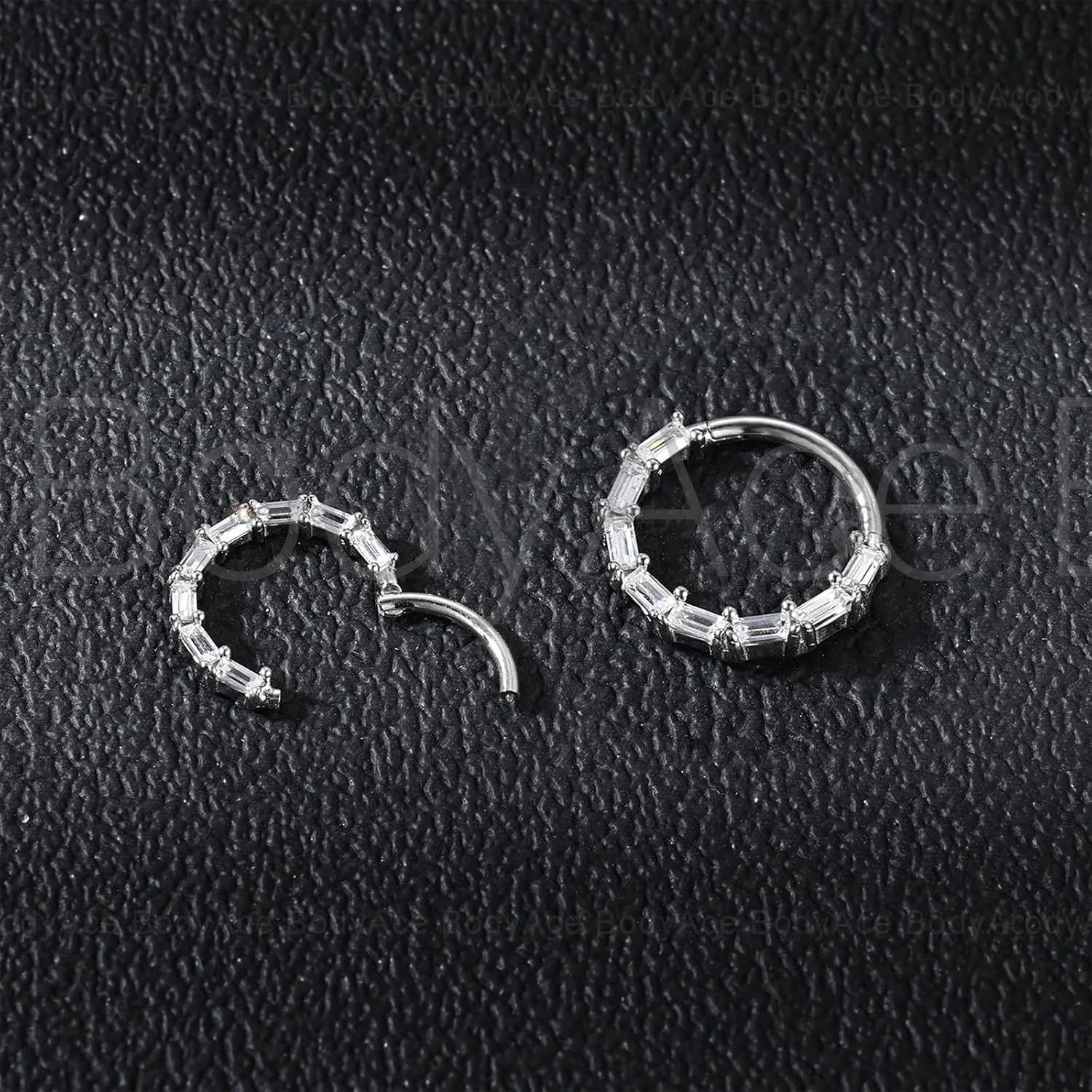 BodyAce 16G Septum Hoop Hinged Nose Rings, High Crafted Conch Helix Earrings for Women Men, Stainless Steel Septum Clickers Lip Piercing Labret Daith Rings