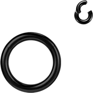 BodyAce Black Hinged Segment Clicker PA Rings, 2G 4G 6G 8G 10G 12G Large Spring Action BCR Rings, Surgical Steel Septum Nose Rings Ear Gauges Earrings Hoops