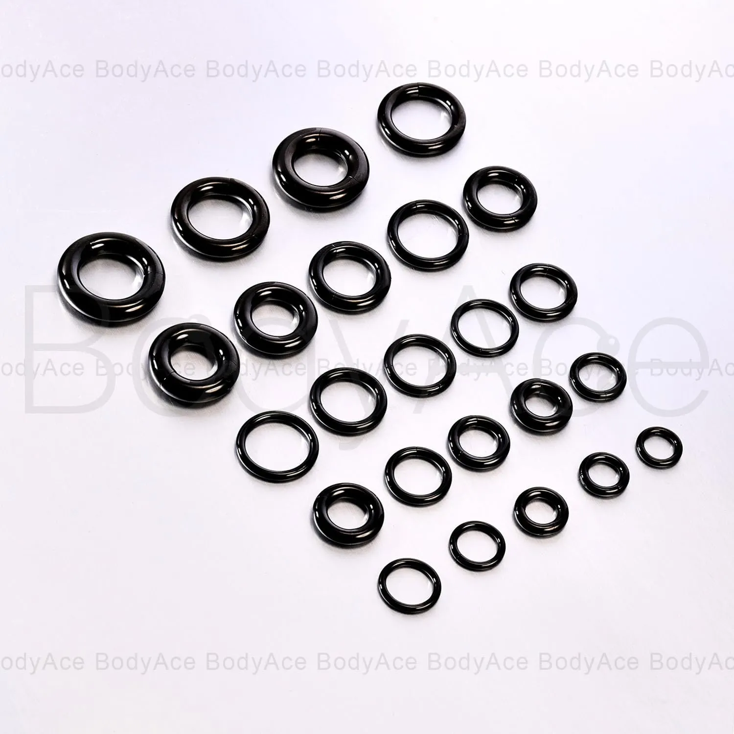BodyAce Black Hinged Segment Clicker PA Rings, 2G 4G 6G 8G 10G 12G Large Spring Action BCR Rings, Surgical Steel Septum Nose Rings Ear Gauges Earrings Hoops
