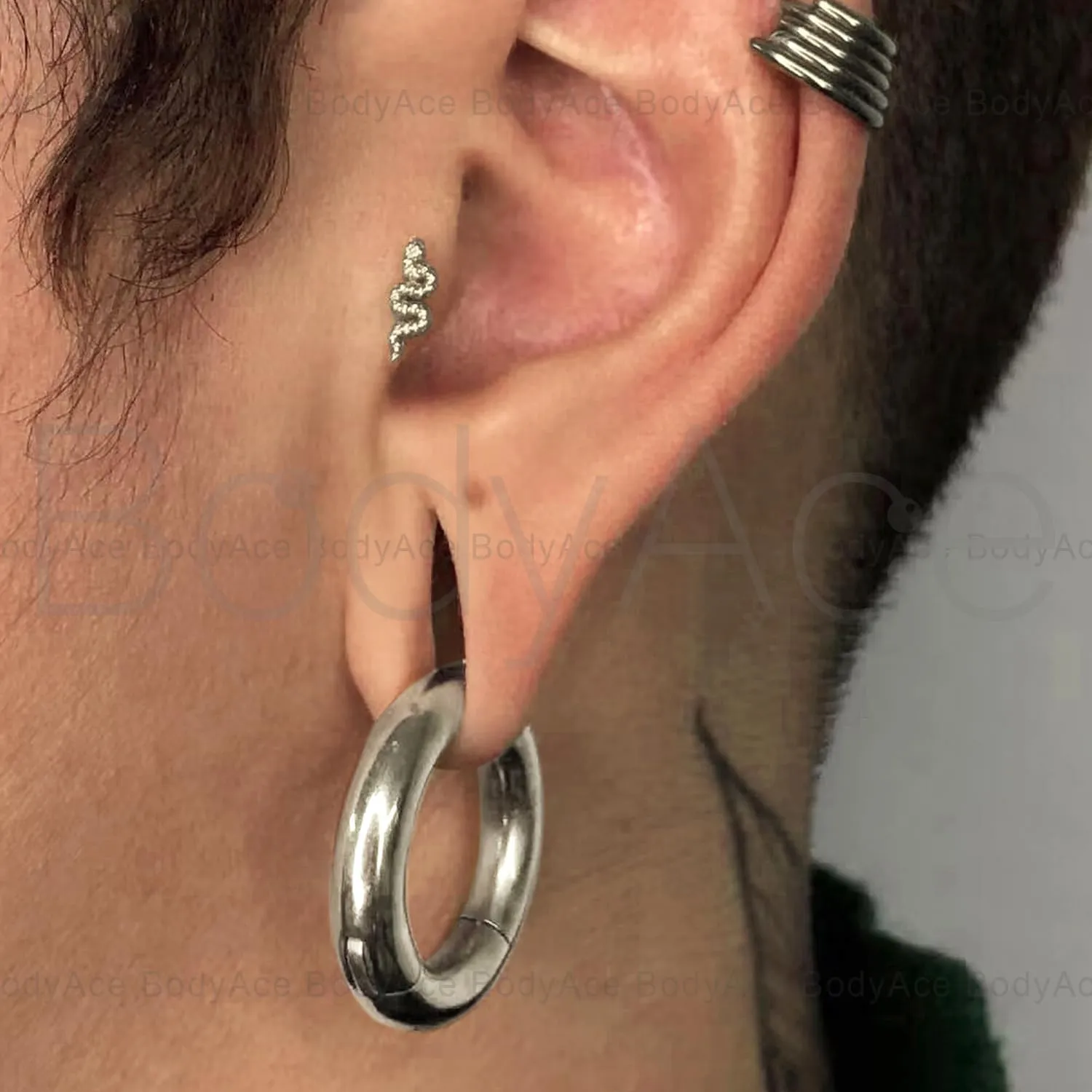 BodyAce F136 Titanium Hinged Large Septum Nose Rings, 2G 4G 6G 8G 10G 12G Segment Clicker PA Ring, Spring Action BCR Rings Earrings Gauges Hoop Body Jewelry