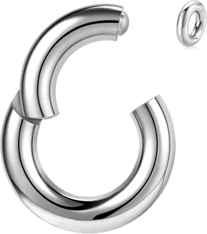 BodyAce F136 Titanium Hinged Large Septum Nose Rings, 2G 4G 6G 8G 10G 12G Segment Clicker PA Ring, Spring Action BCR Rings Earrings Gauges Hoop Body Jewelry
