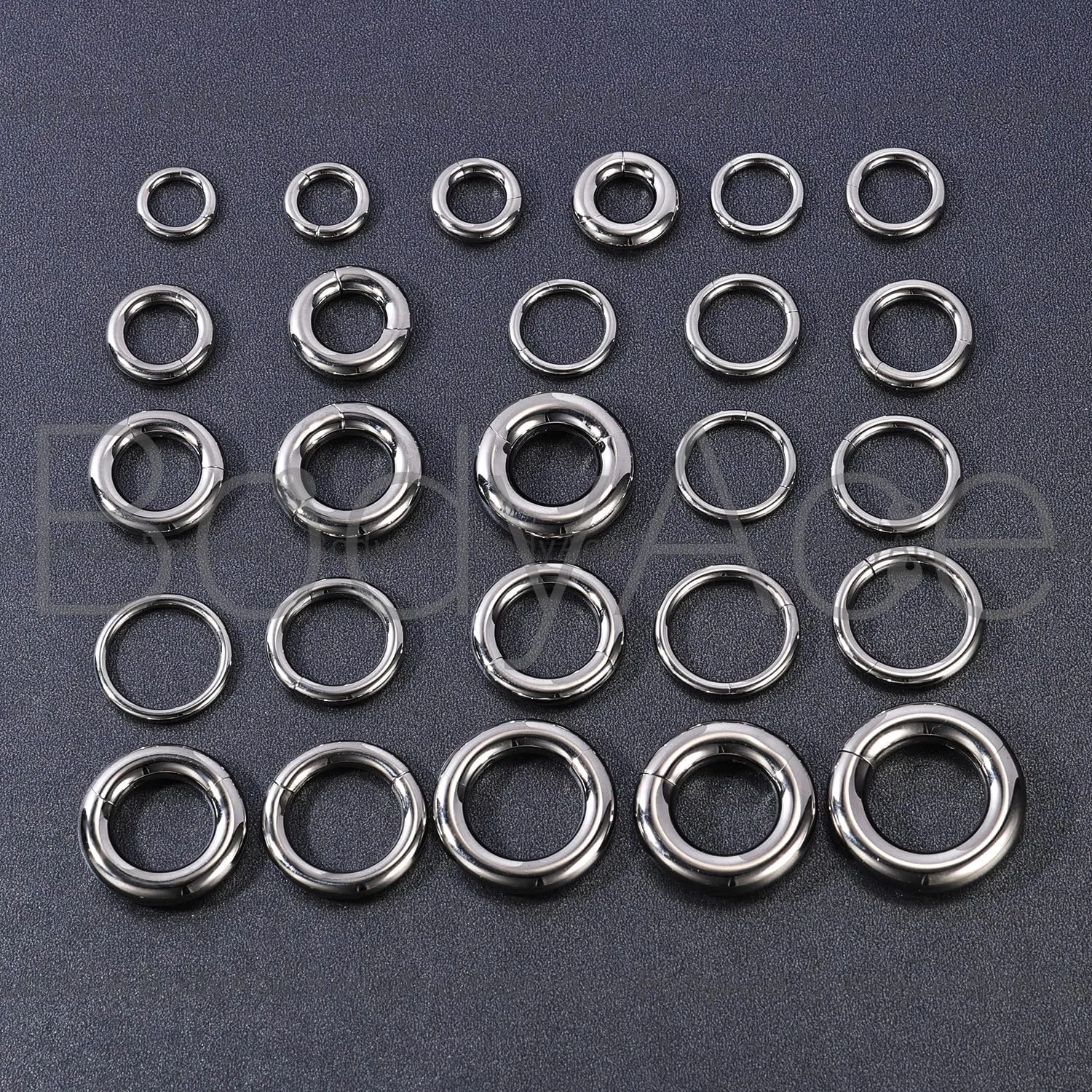 BodyAce F136 Titanium Hinged Large Septum Nose Rings, 2G 4G 6G 8G 10G 12G Segment Clicker PA Ring, Spring Action BCR Rings Earrings Gauges Hoop Body Jewelry