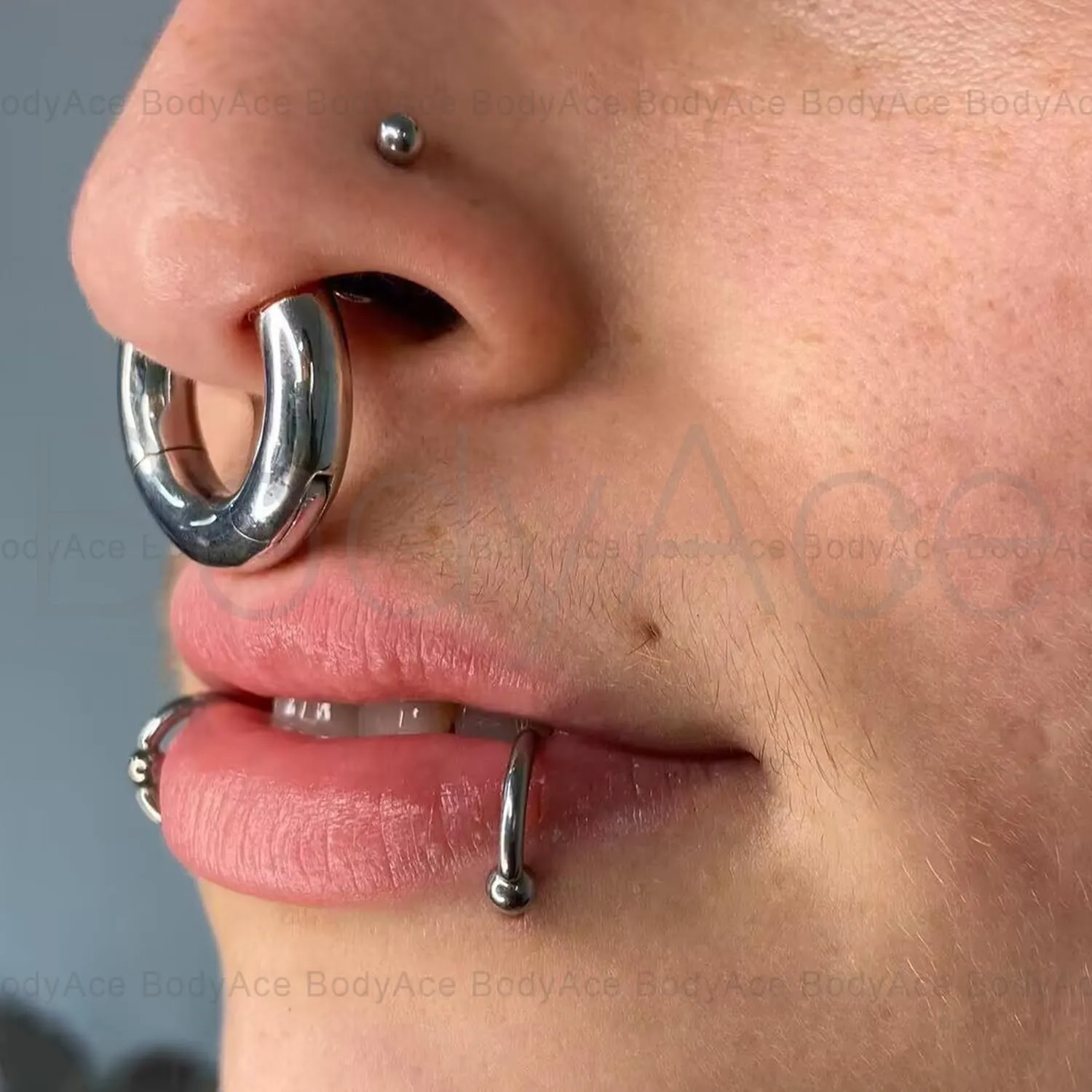 BodyAce F136 Titanium Hinged Large Septum Nose Rings, 2G 4G 6G 8G 10G 12G Segment Clicker PA Ring, Spring Action BCR Rings Earrings Gauges Hoop Body Jewelry