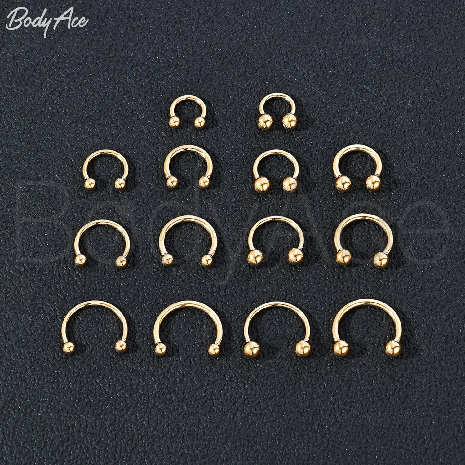 BodyAce F136 Titanium Septum Rings Nose Hoops, Internally Threaded Lip Piercing Cartilage Jewelry, 14g/16g Horseshoe Circular Barbells for Tragus Helix Eyebrow