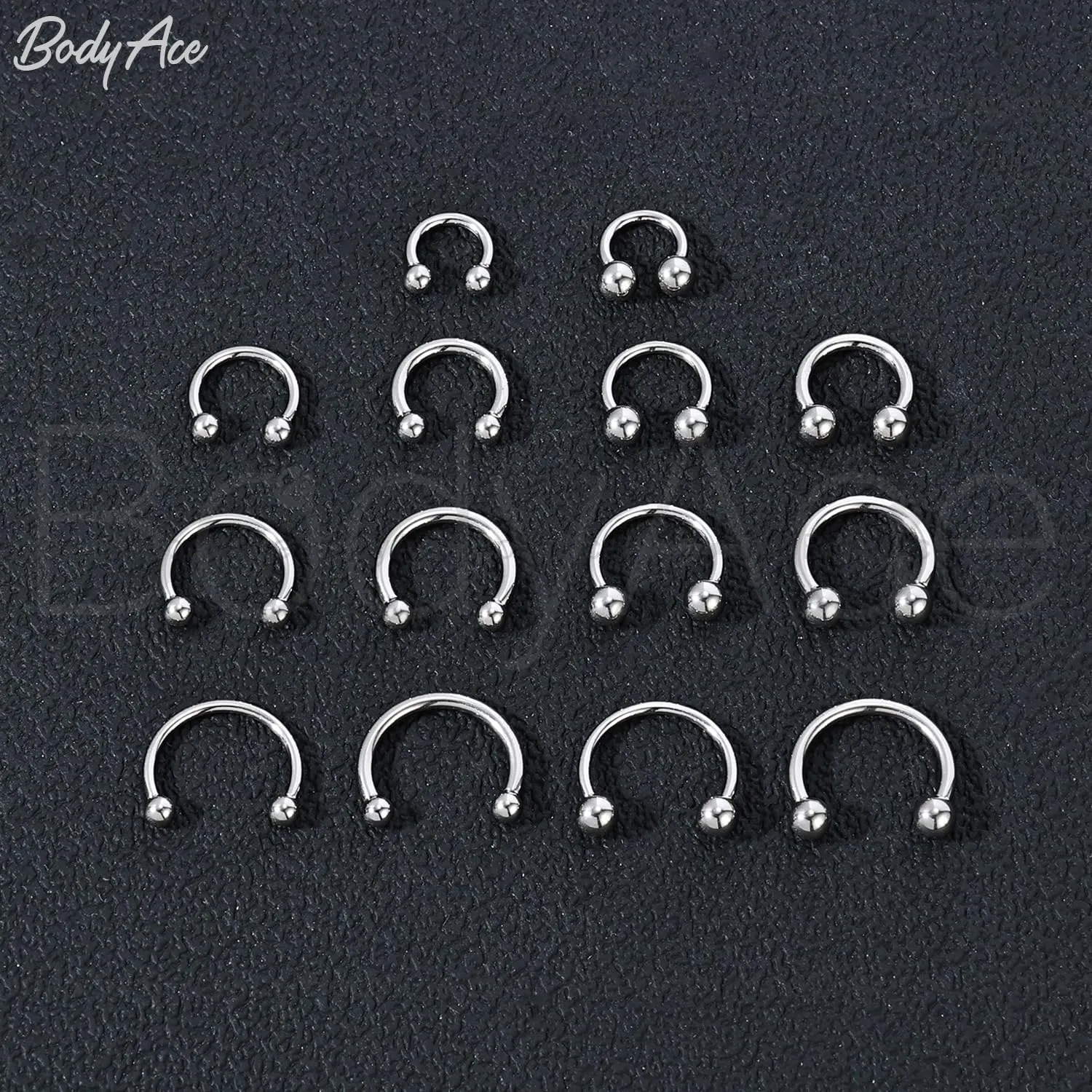 BodyAce F136 Titanium Septum Rings Nose Hoops, Internally Threaded Lip Piercing Cartilage Jewelry, 14g/16g Horseshoe Circular Barbells for Tragus Helix Eyebrow