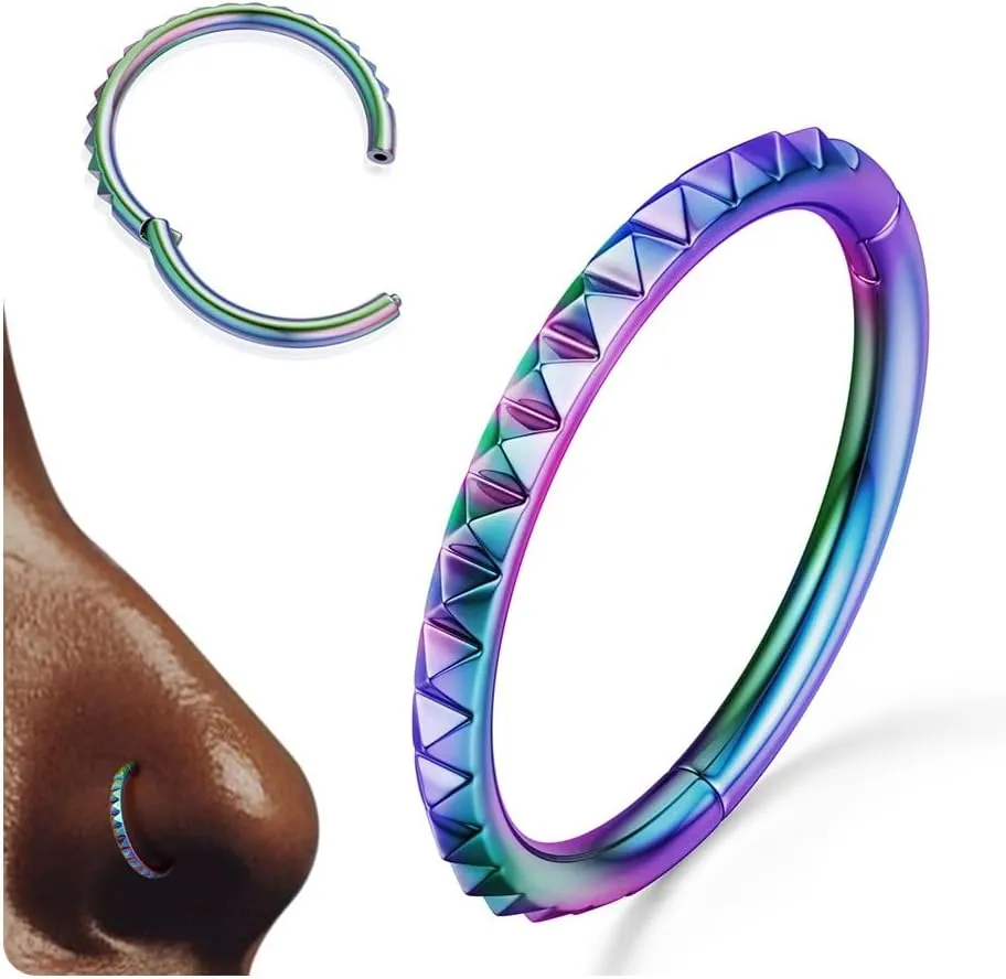 BodyBonita Segment Nose Rings Hoops - 316L Surgical Steel Nose Piercings Pyramid Septum Rings Lip Helix Daith Conch Jewelry