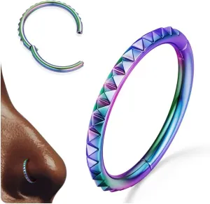 BodyBonita Segment Nose Rings Hoops - 316L Surgical Steel Nose Piercings Pyramid Septum Rings Lip Helix Daith Conch Jewelry