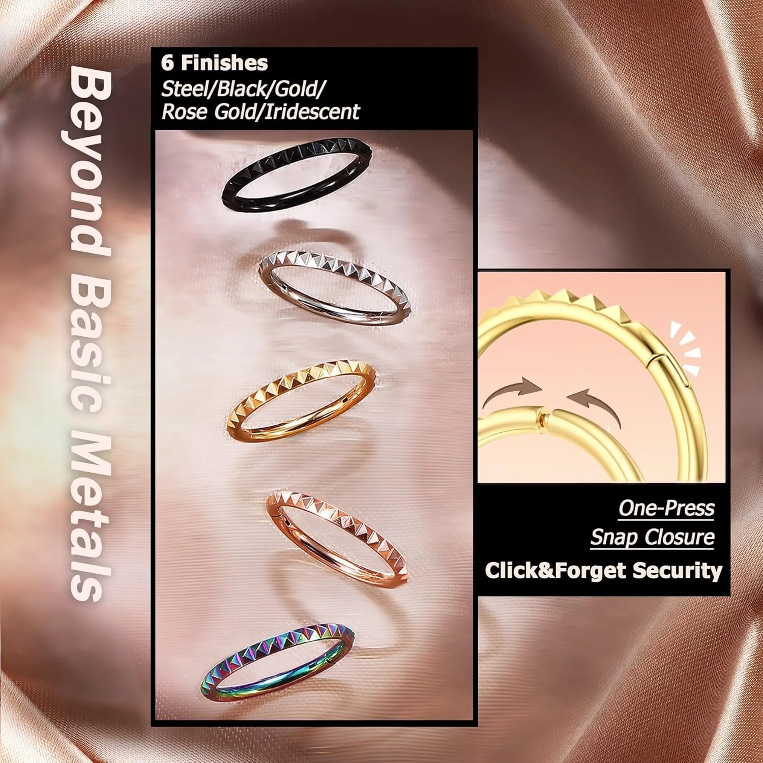 BodyBonita Segment Nose Rings Hoops - 316L Surgical Steel Nose Piercings Pyramid Septum Rings Lip Helix Daith Conch Jewelry