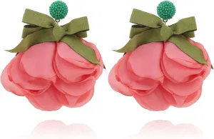 Bohemian Fabric Bow Flowers Bowknot Dangle Drop Earrings for Women Jewelry Bridal