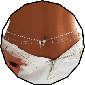 Bohend Layered Rhinestone Waist Chain Silver Butterfly Belly Chains Crystals Belt Jewelry Body Chain Adjustable Accessories for Women and Girls