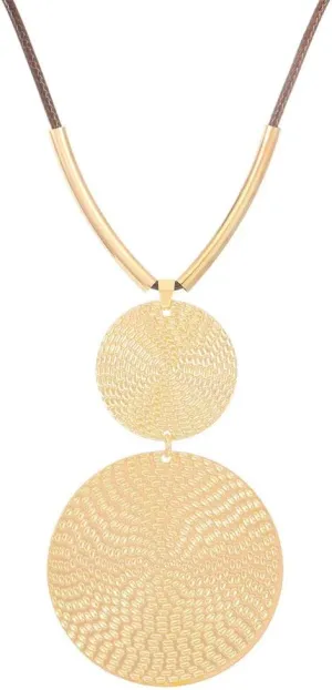 Boho Big Round Disc Long Pendant Necklace for Women Dainty Vintage Disc Circle Coin Y Necklace Cord Chain Fashion Jewelry Gift