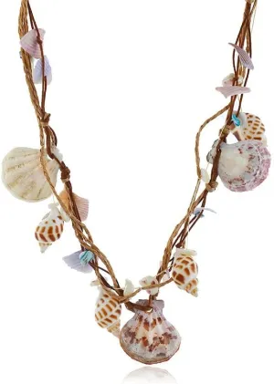 Boho Braided Rattan Natural Shell Pendant necklace for Women Handmade Wovening Hanging Multilayer Long Chain Friendship Waterproof Beach Jewelry