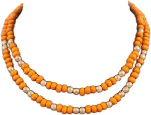 Boho Colorful Wood Beaded Choker Necklace Vintage Layered Wooden Beads Chain Necklace Collar for Women Statement Jewelry Gift